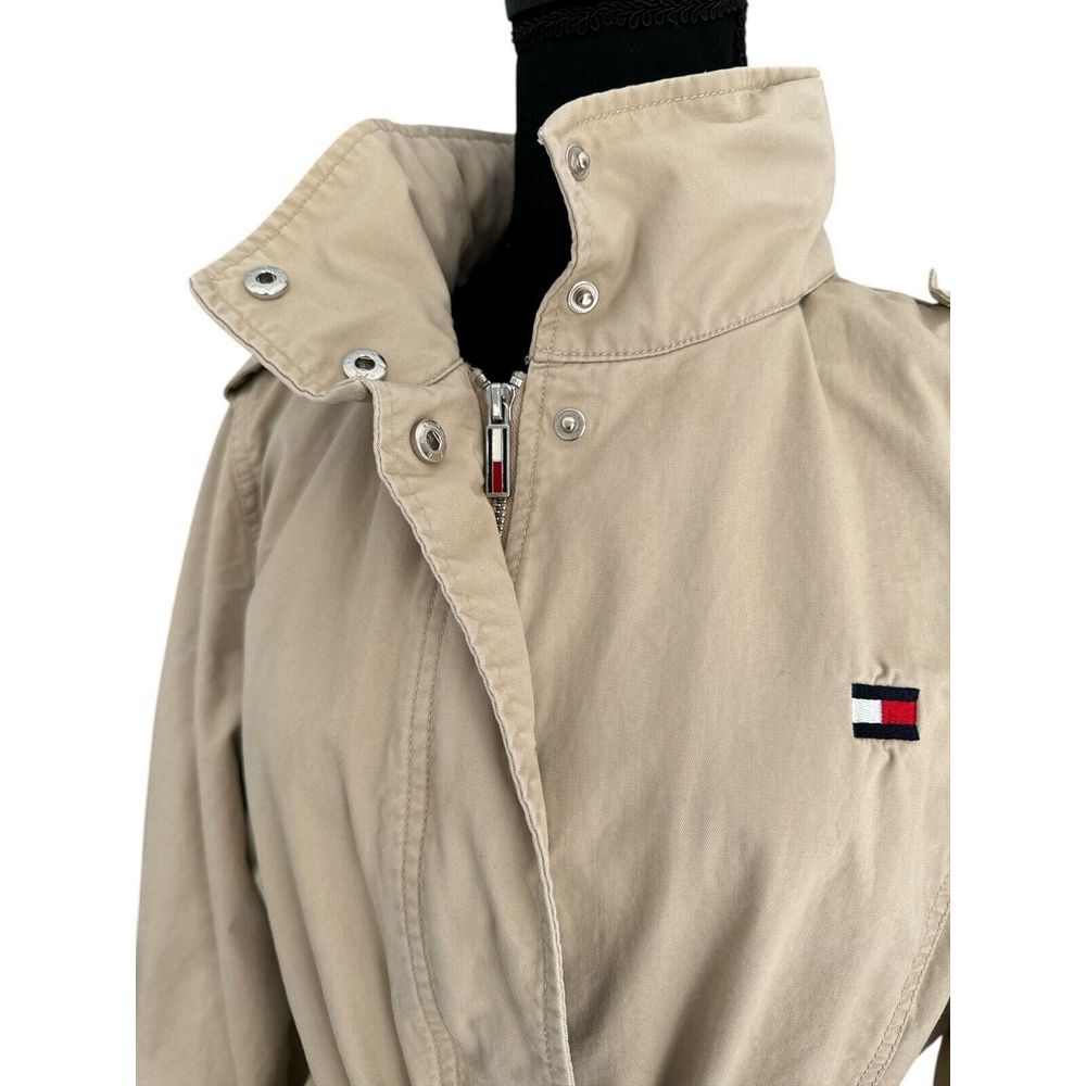Tommy Hilfiger Women's Hooded Cinched Twill‎ Jacket, 100% Cotton, Tan, Size L - Picture 12 of 16